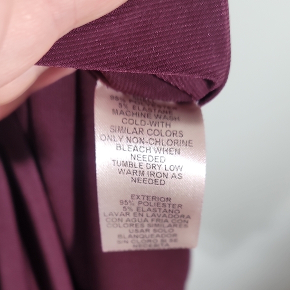 Eliza J Long Sleeve Wrap Dress Size 10 Wine Knee V Neck Stretch Drapey Ruched - Picture 7 of 14